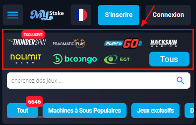 Fournisseurs de jeux MyStake