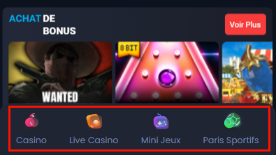 Menus au MyStake Casino