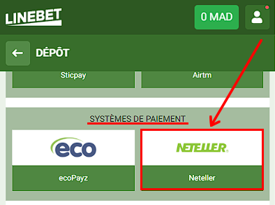 Neteller à Linebet