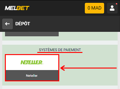 Neteller à Melbet