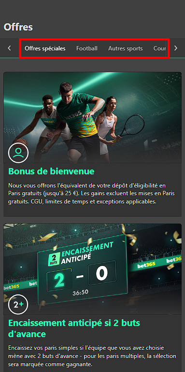 Bet365 bonus et promotions