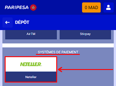 Neteller à Paripesa