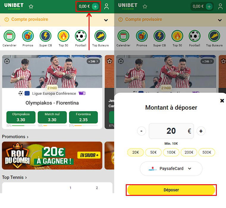 Paysafecard à Unibet