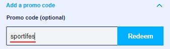 Code promo "sportifes" dans le formulaire d'inscription de William Hill
