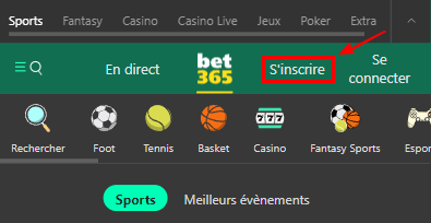 زر التسجيل على موقع Bet365