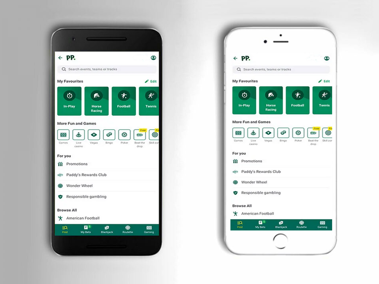 تطبيق PaddyPower للهاتف المحمول، متاح لأصحاب iOS وAndroid. 