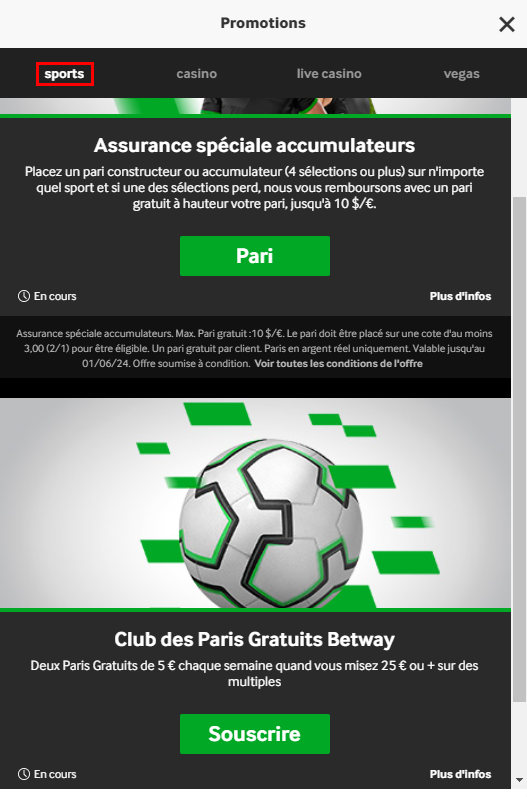 برنامج المكافآت Betway