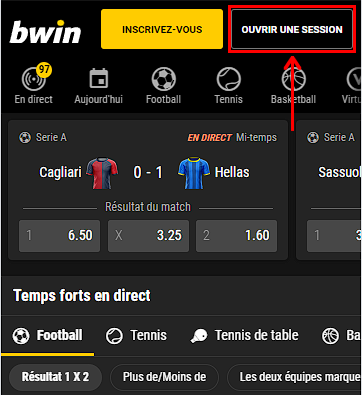 تسجيل الدخول للحساب Bwin