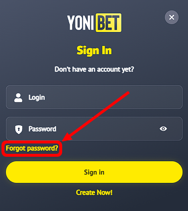 استعادة كلمة المرور yonibet